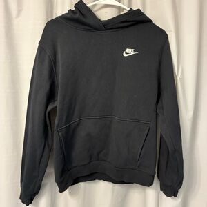 Nike Black Hoodie with White Tag and Swoosh